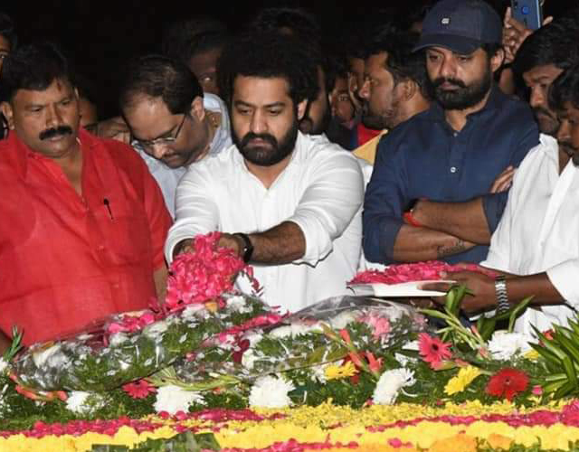 NTR and Kalyan Ram visit NTR Ghat on NTR Death Anniversary